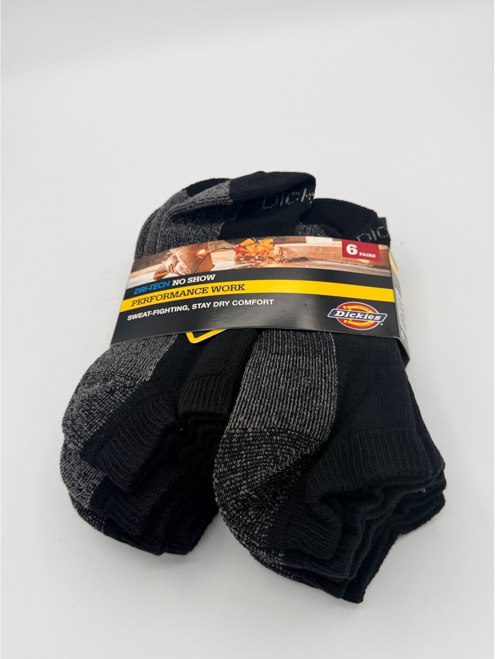 Dickies 6-Pack No Show Performance Work Socks Sz Large
